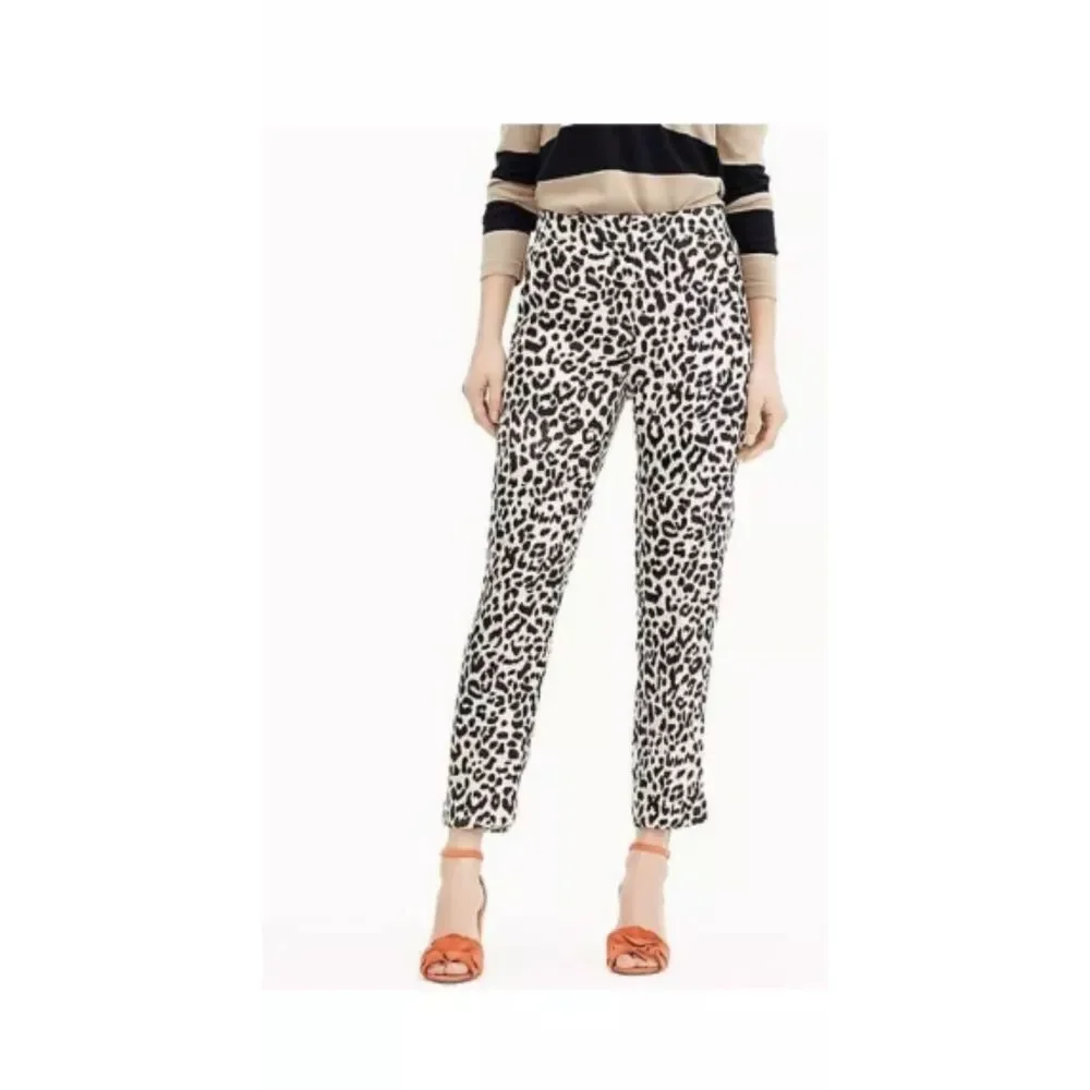 J. Crew Tan Black Leopard Print Linen-Blend Tall 